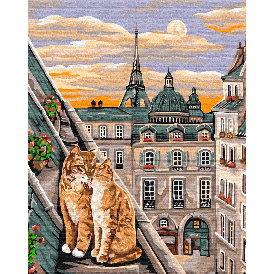 Картина за номерами "Котяча ніжність в Парижі" ★★★