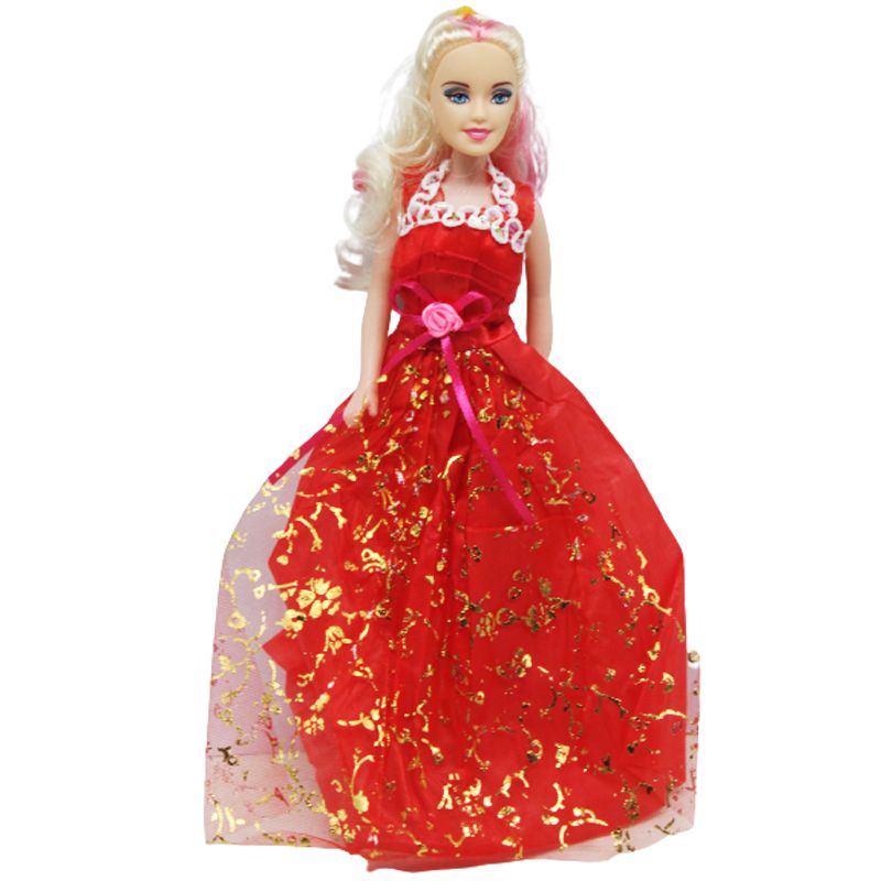 Кукла в бальном платье, красный с золотом