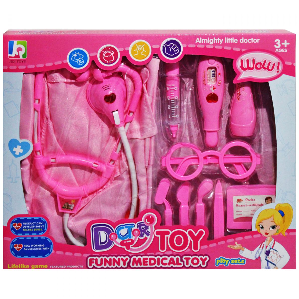 Набір лікаря "Doctor Toy' з костюмом, рожевий Набір лікаря "Doctor Toy' з костюмом, рожевий