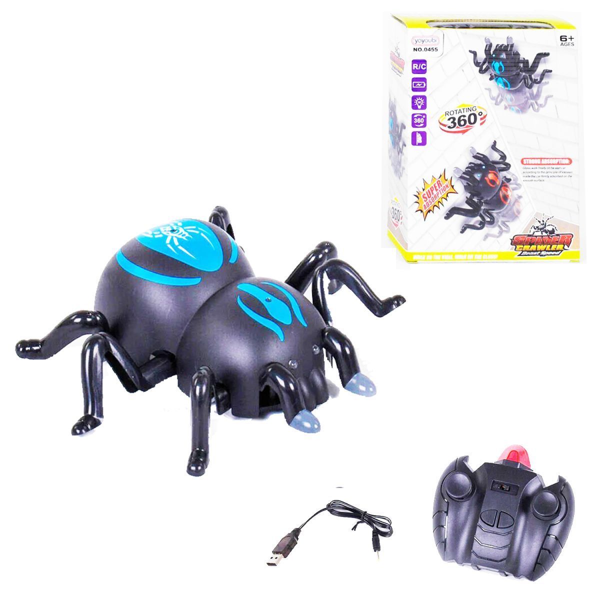 Уцінка.  Павук антигравітаційний, синій - Не працює на пульті вправо - вліво, не світиться одне око та не притягується до стіни