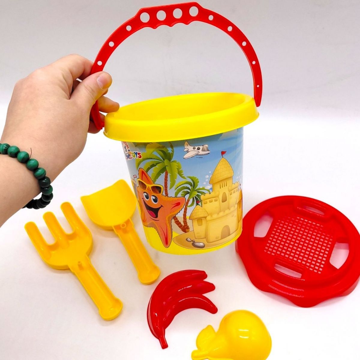 Пісочний набір з відерцем і аксесуарами 3 (червоний)  фото 2