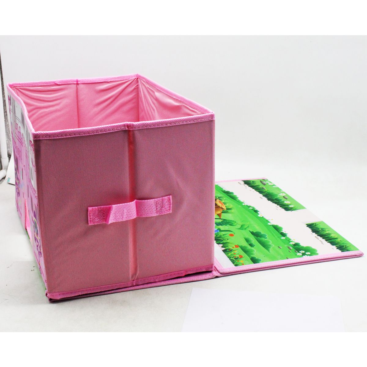 Корзинка для игрушек с ковриком розовая