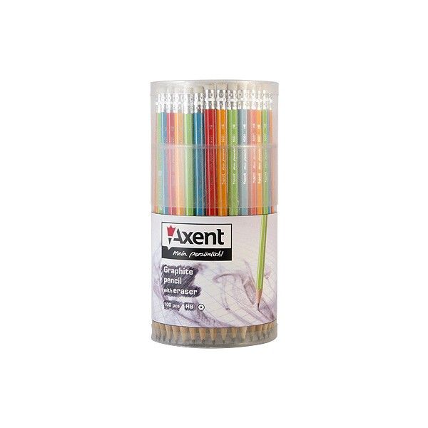 Олівець графітний Axent 9001-А, НВ, ціна за 1 шт, туба