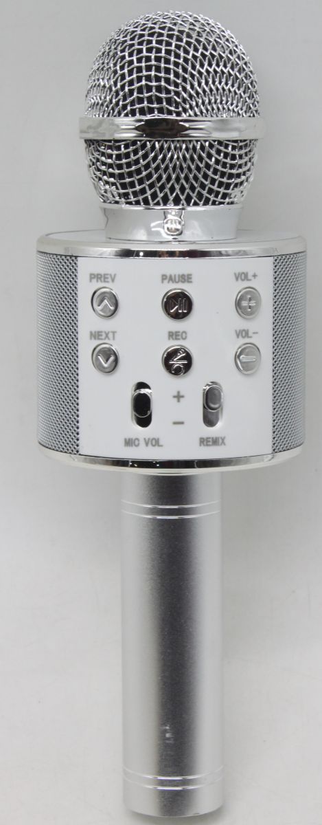 Бездротовий мікрофон караоке, bluetooth, USB, колонка Срібний