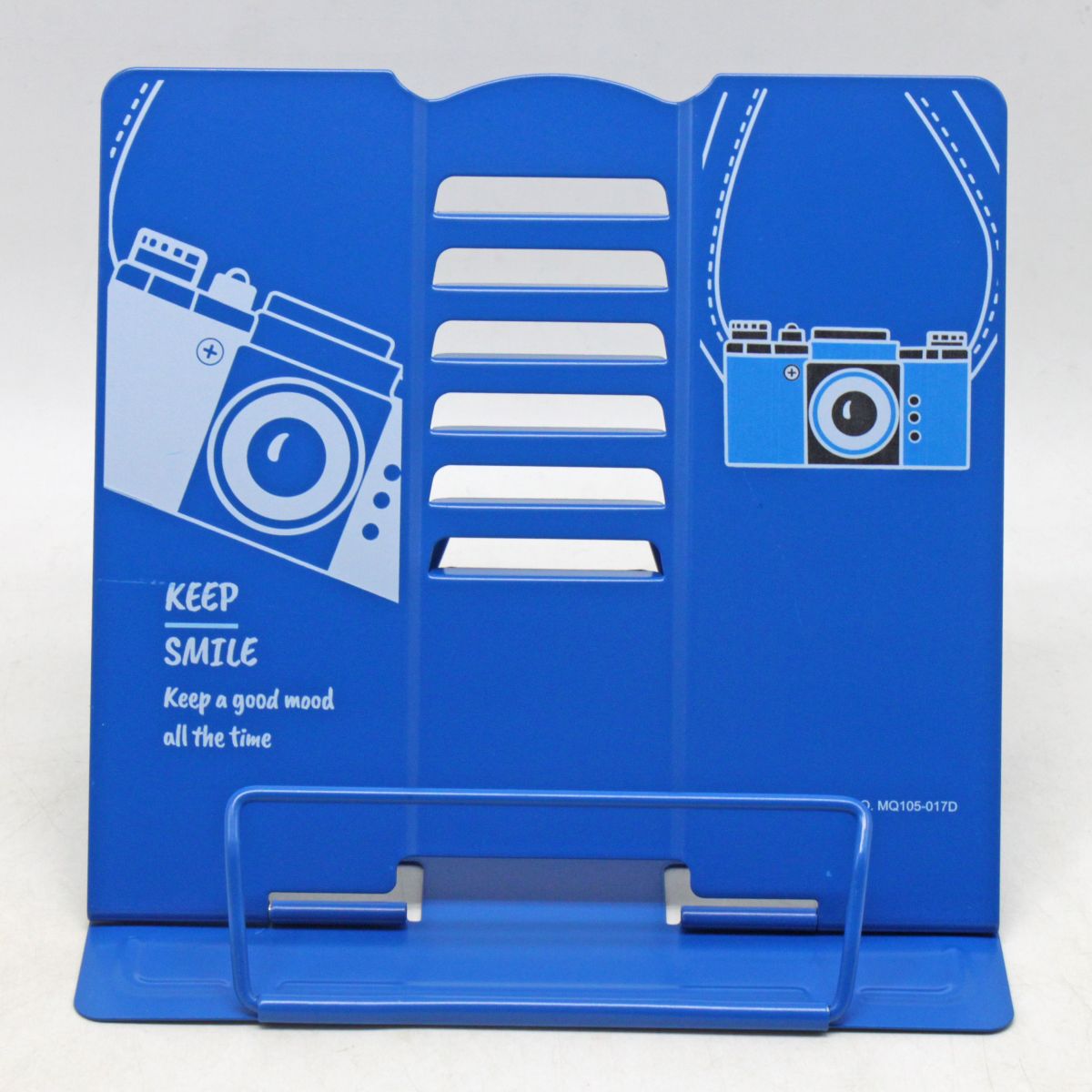 Підставка для книг металева Фотоапарат синя