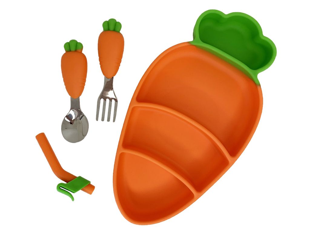 Набор силиконовых столовых приборов "Морковка"