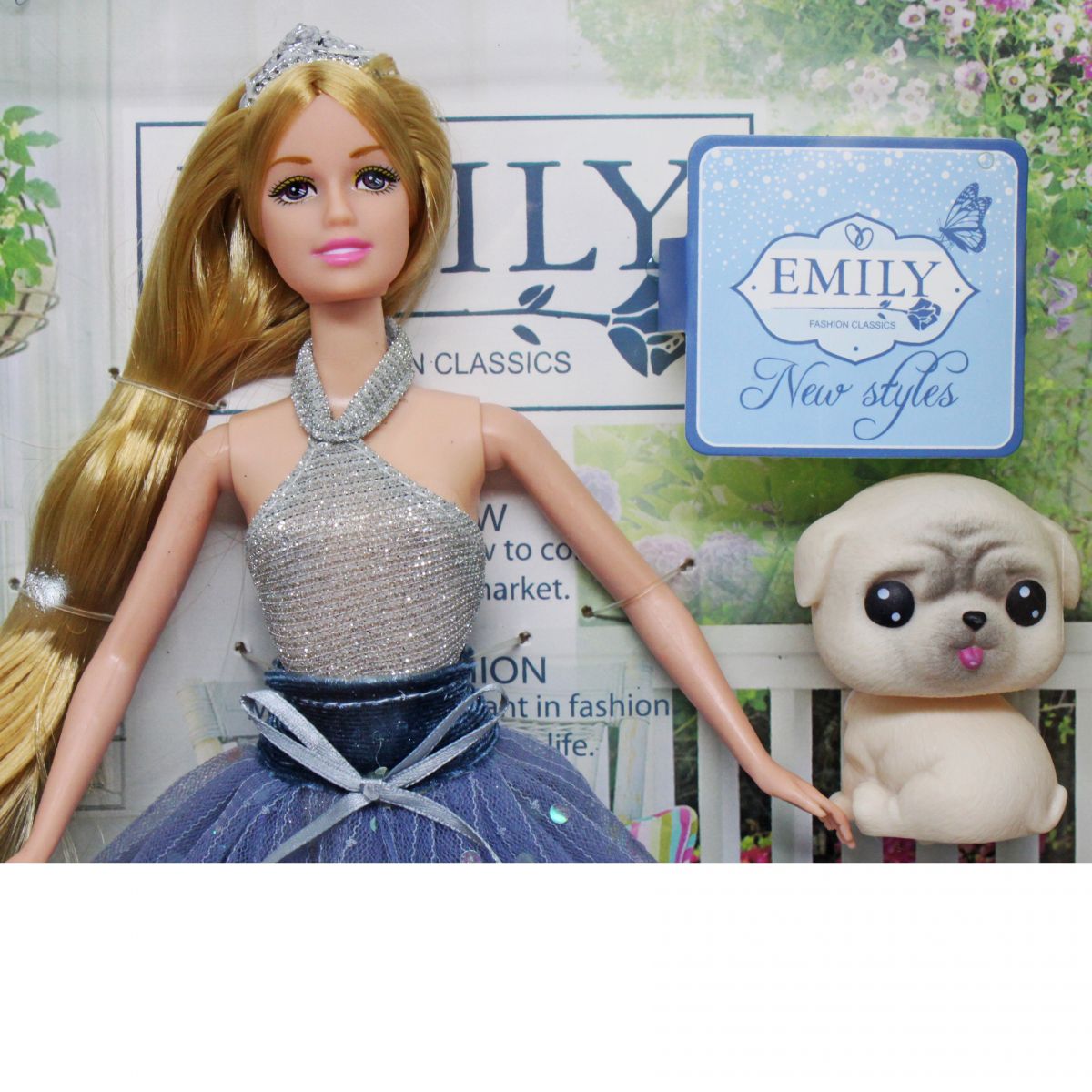 Лялька "Emily" з песиком (у блакитному)