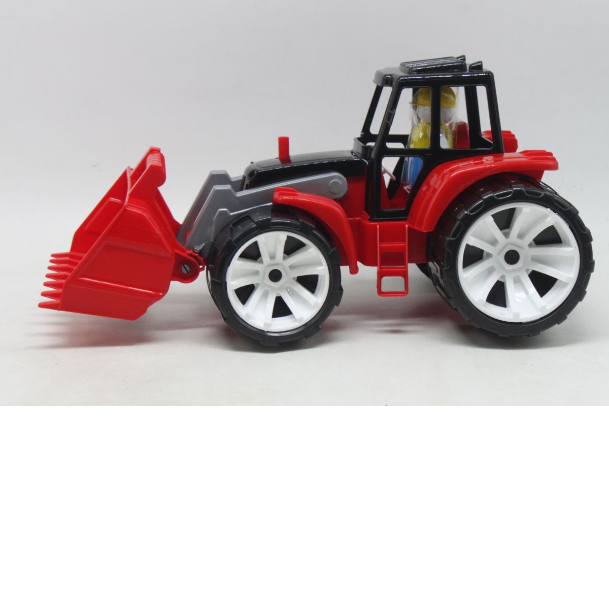 Пластиковий трактор із ковшем (чорно-червоний)
