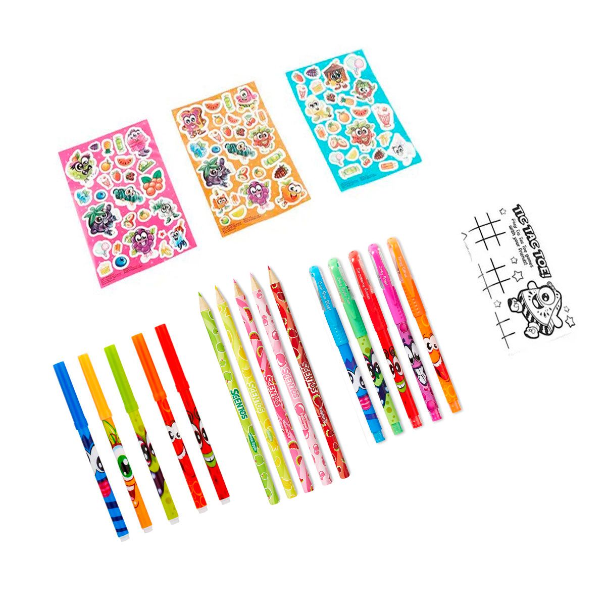 Ароматный набор для творчества – Фруктомания (маркеры, ручки, цветные карандаши, наклейки, раскраска)
