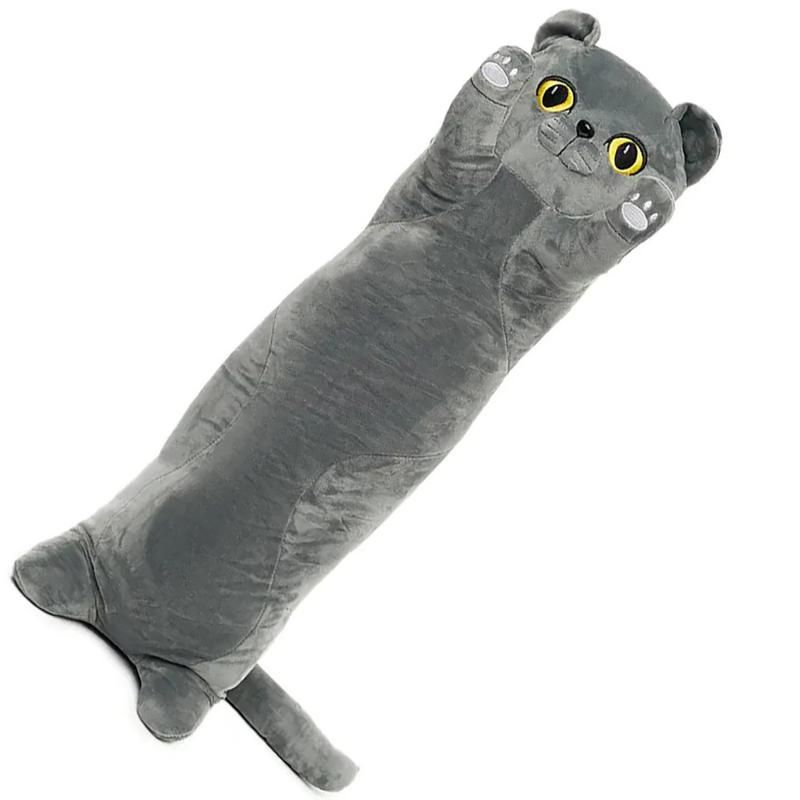 Мʼяка іграшка-обіймашка "Кіт Батон", 120 см (сірий)