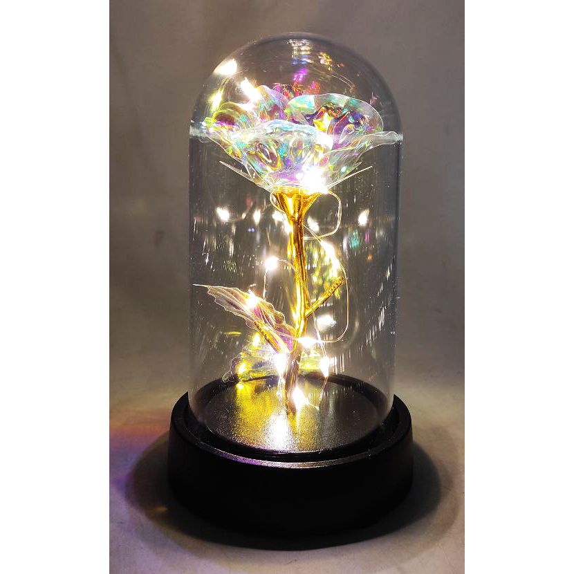 Троянда в колбі, з підсвіткою (шампань)  фото 2