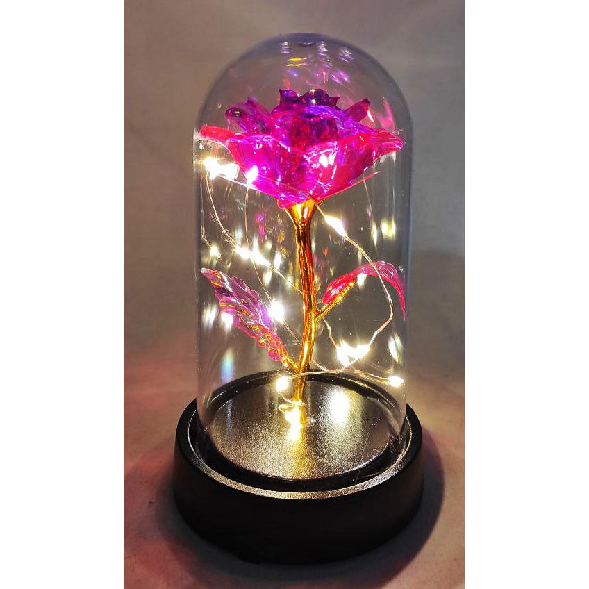 Троянда в колбі, з підсвіткою (малинова)  фото 2