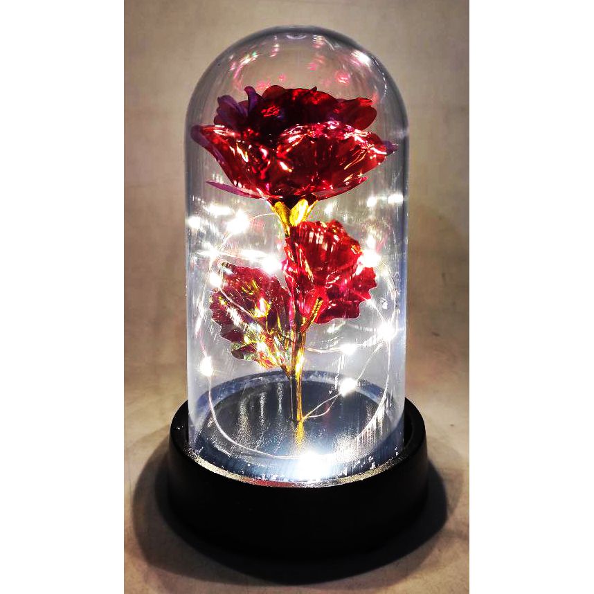 Троянда в колбі, з підсвіткою (червона)  фото 2
