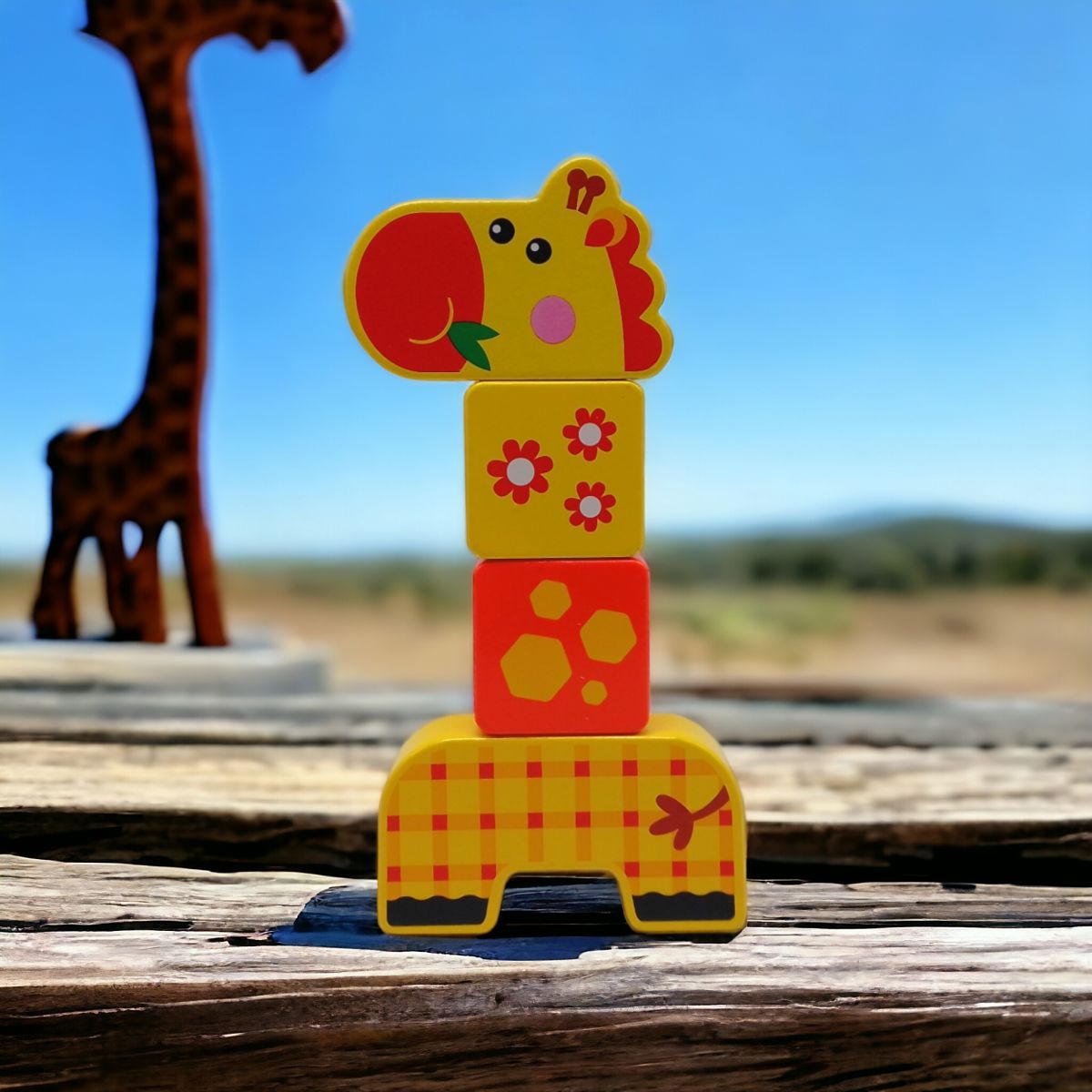 Деревʼяна іграшка-конструктор "Wooden Blocks: Жирафа", 4 елементи