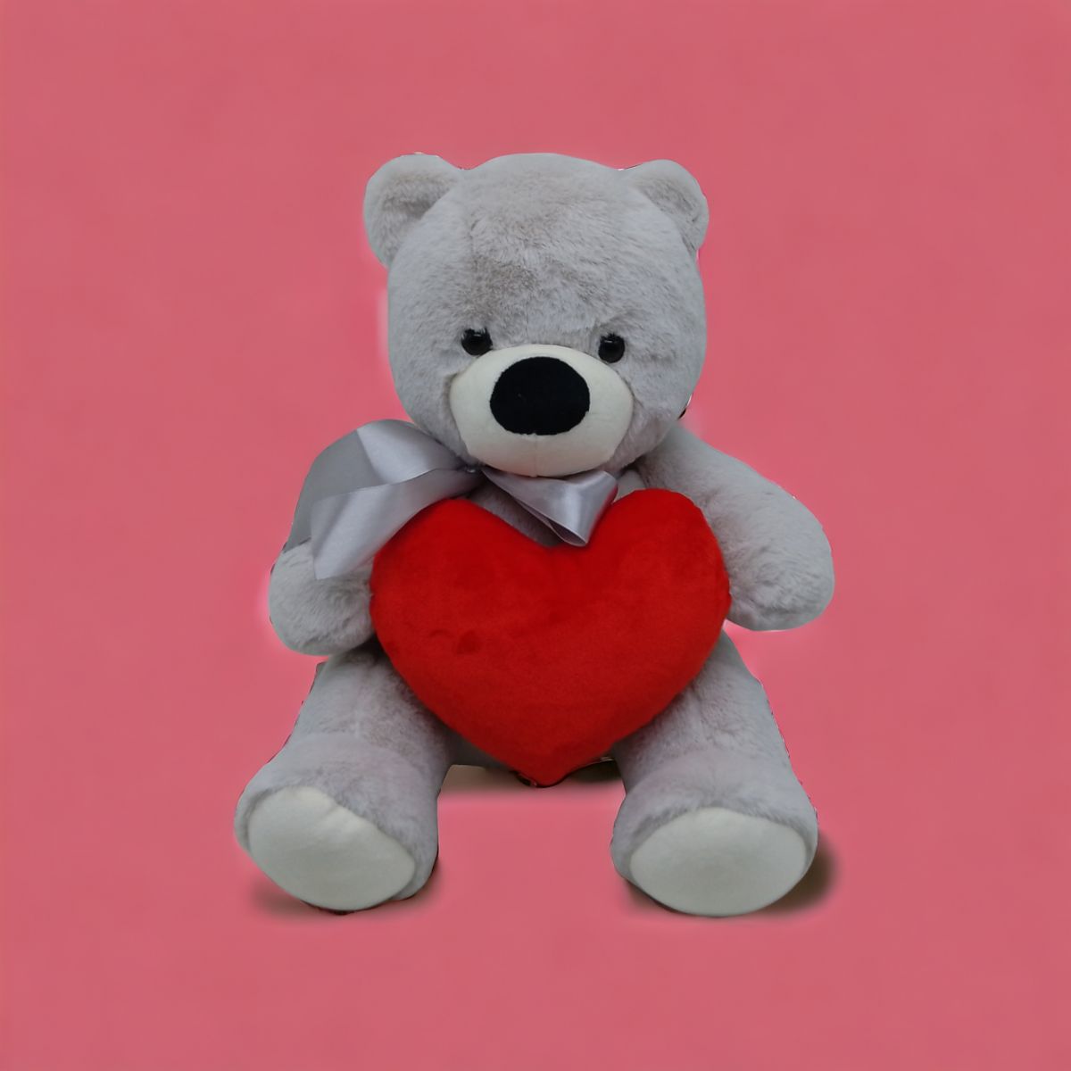 Мягкая игрушка "Мишка с сердцем", серый, 30 см
