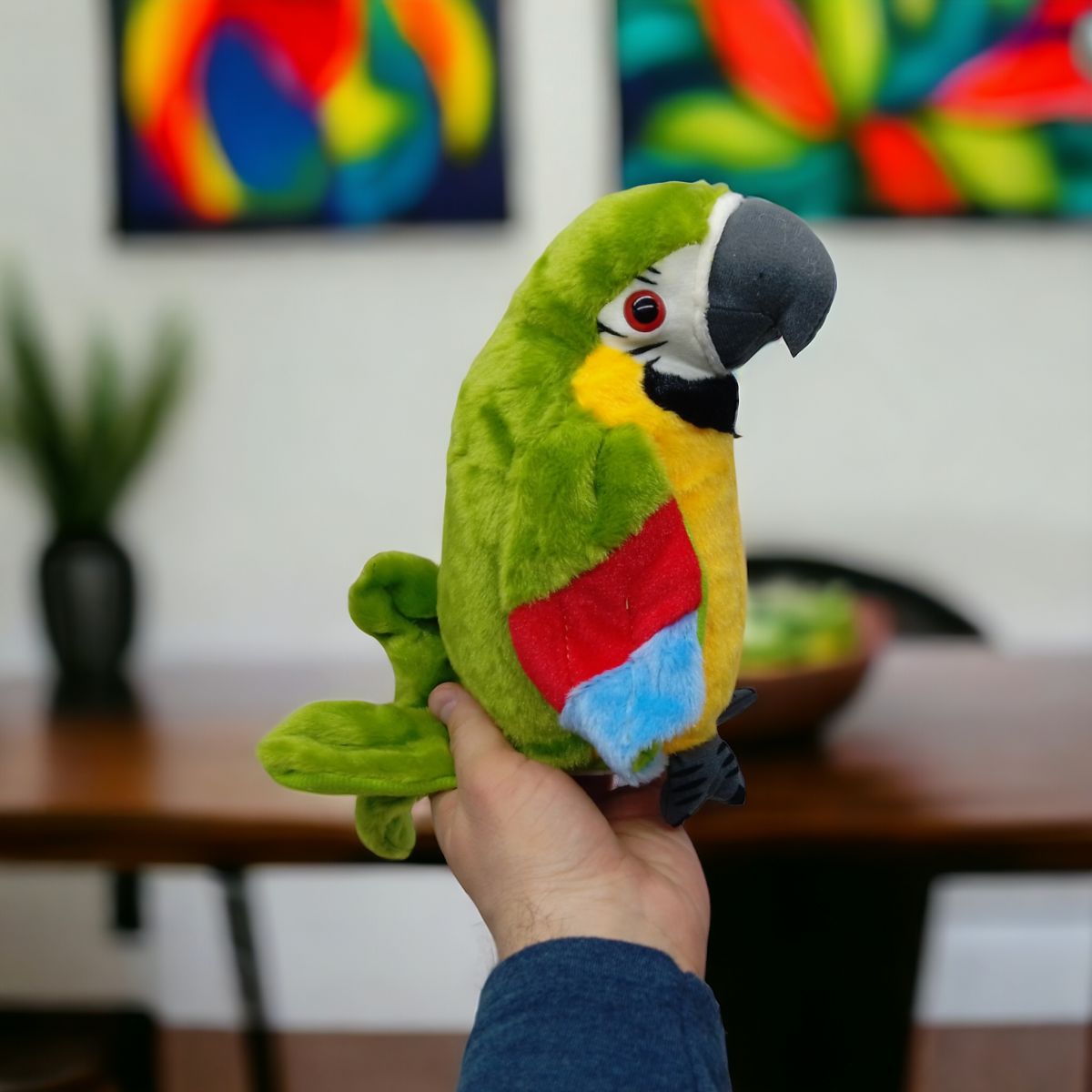 Мʼяка іграшка "Папуга-повторюшка" (зелений)