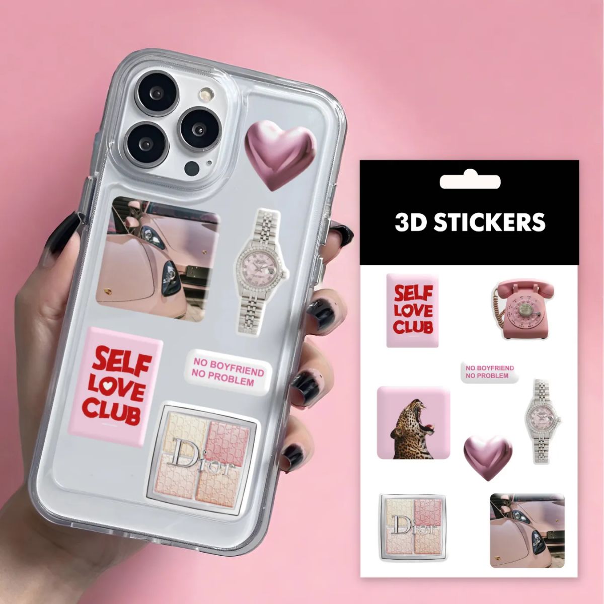 Набор 3D стикеров "Pink lover" (8 стикеров)