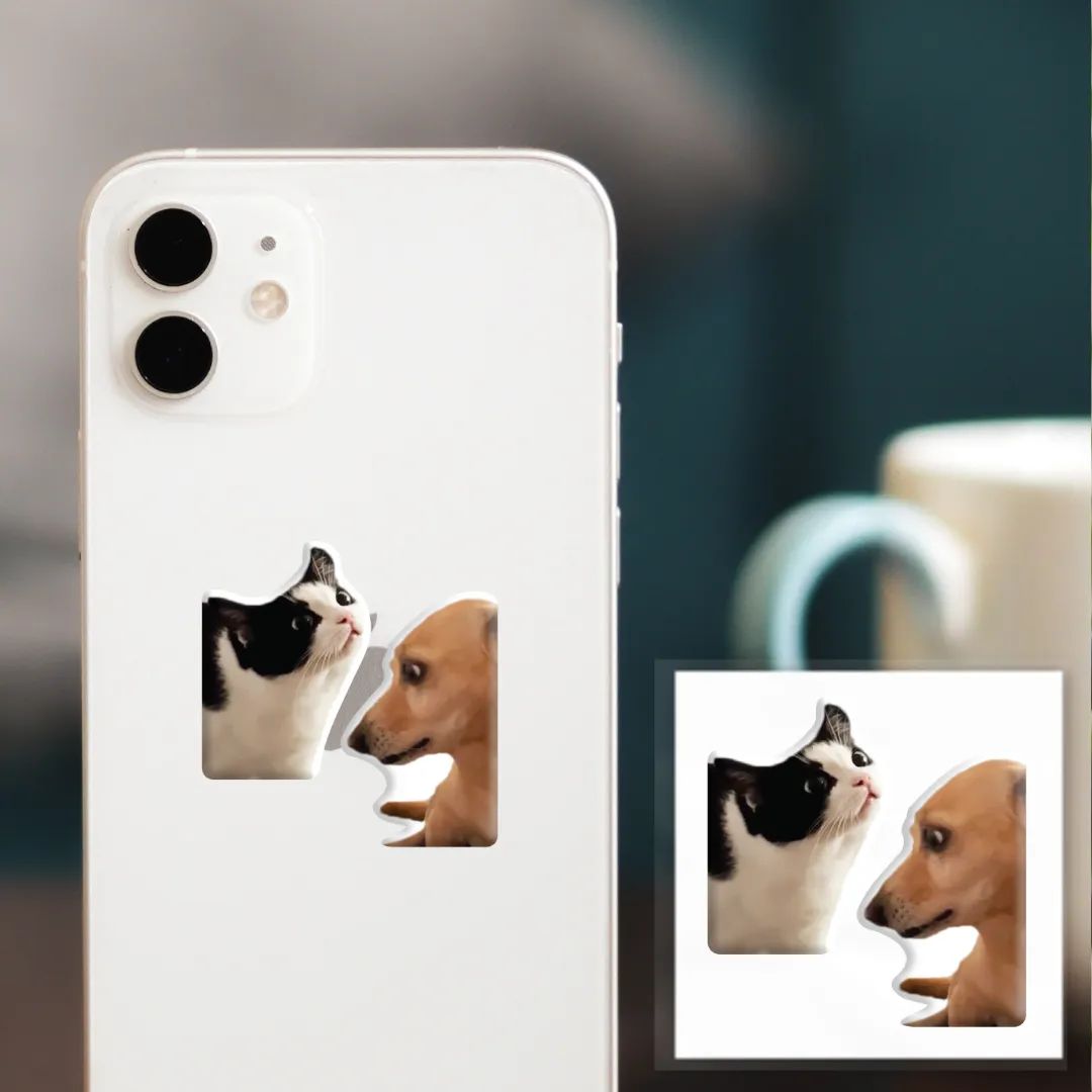 3D стікер "Мем: Пес і кіт" (ціна за 1 шт)