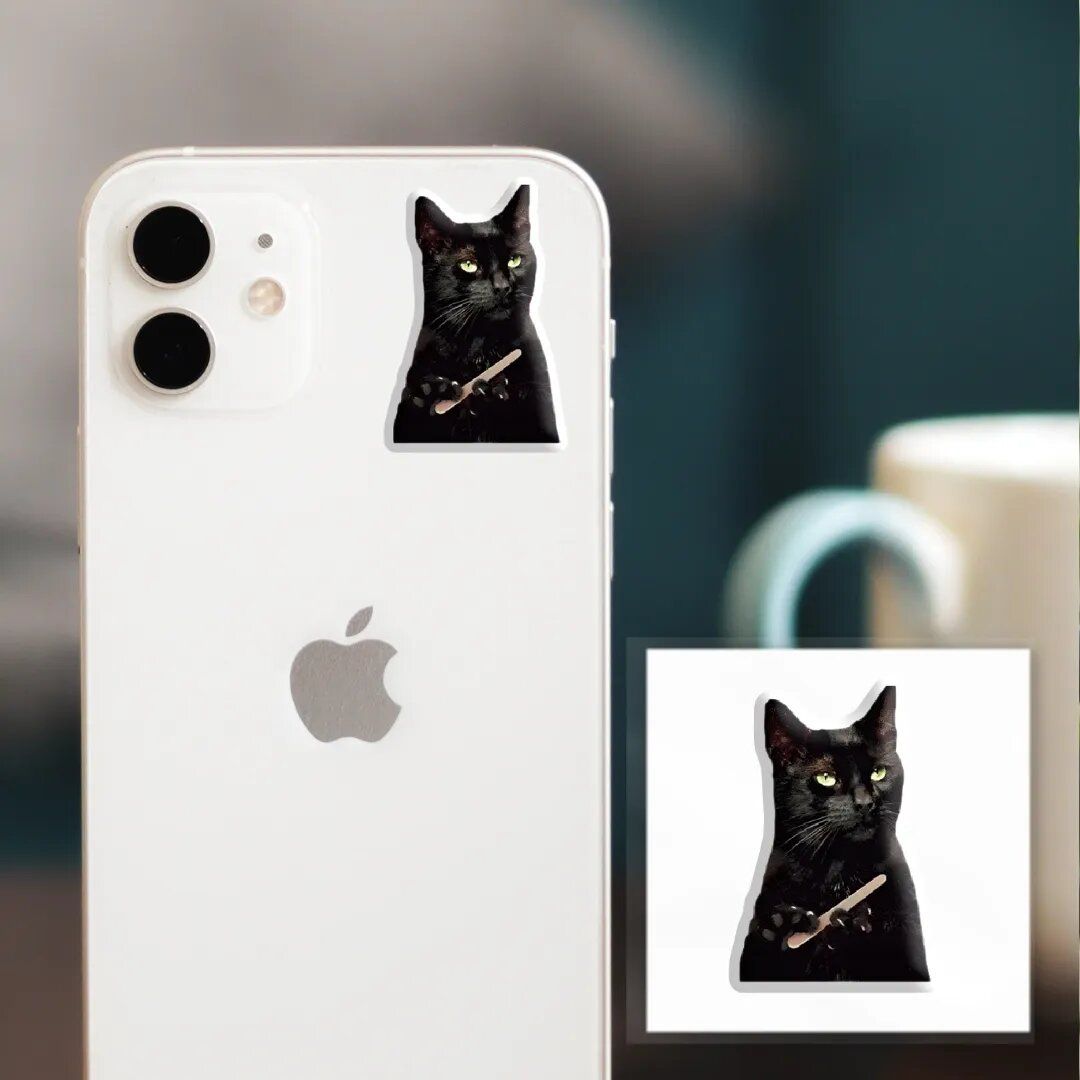 3D стікер "Мем: Чорний кіт" (ціна за 1 шт)