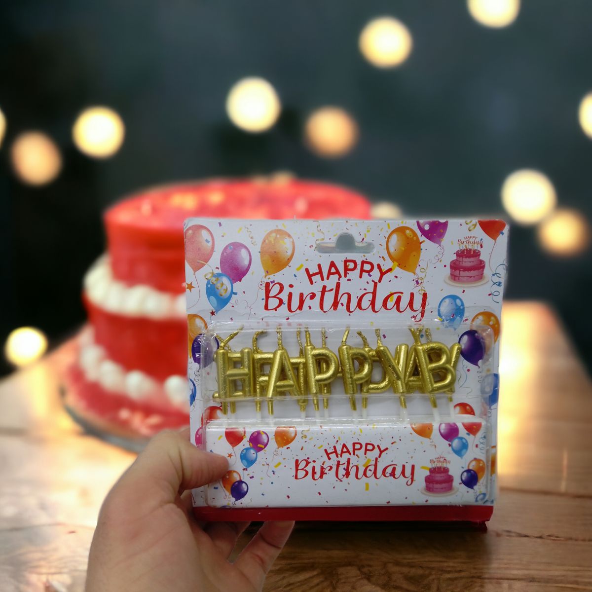 Свічки для торта "Happy Birthday" золоті 2,5 см