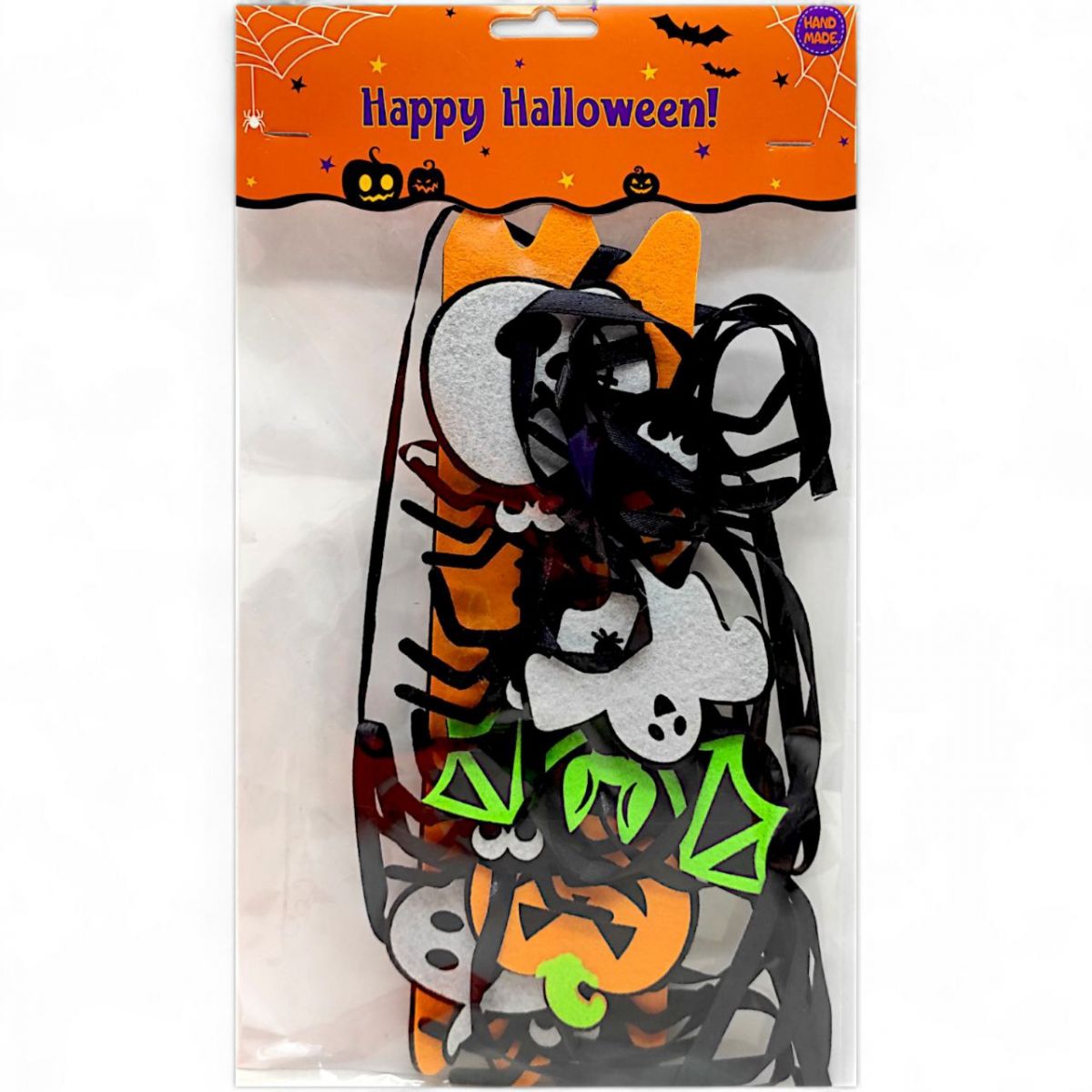 Гирлянда из фетра "Happy Halloween", с лентами