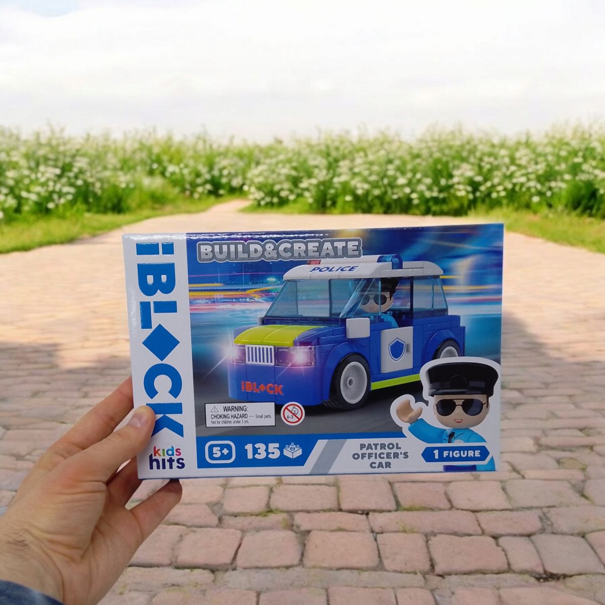 Конструктор Kids hits IBLOCK JUNIOR 135 деталей, Patrol Car короб.  24*16*6 cm