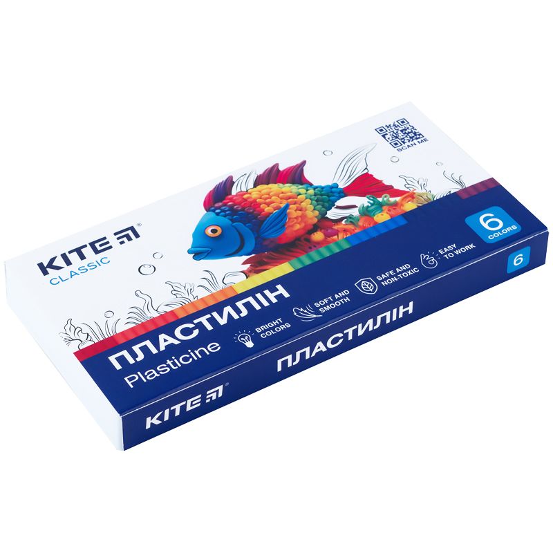 Пластилін, 6 кольорів, 120 г.  Kite Classic