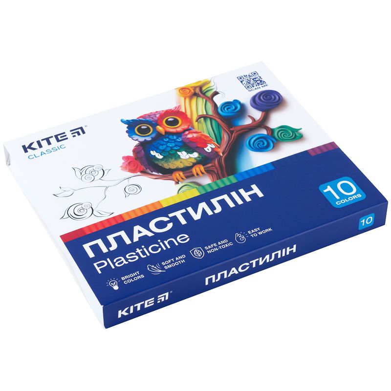 Пластилин, 10 цветов, 200 г.  Kite Classic