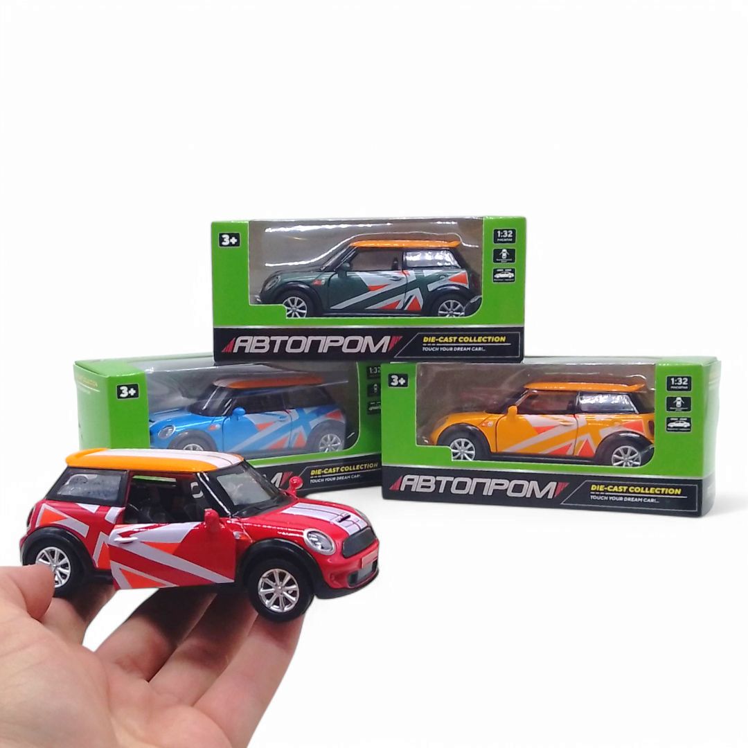 Машинка металева, двері, інерція Mini Cooper Автопром (жовта)  фото 2
