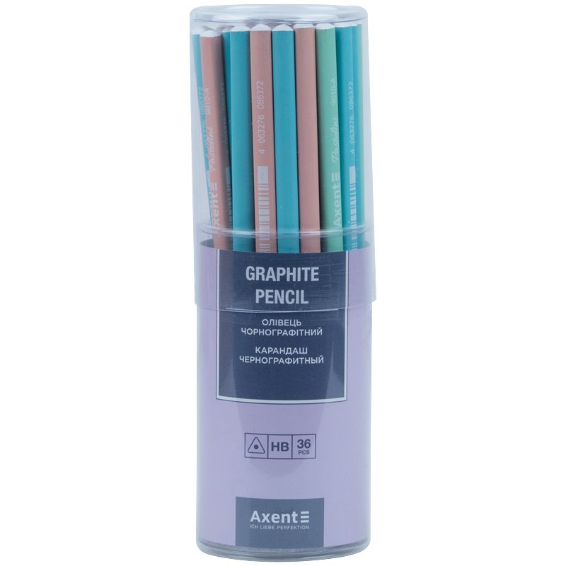 Олівець графітний Axent Pastelini, НВ, 36 шт. , туба Олівець графітний Axent Pastelini, НВ, 36 шт. , туба