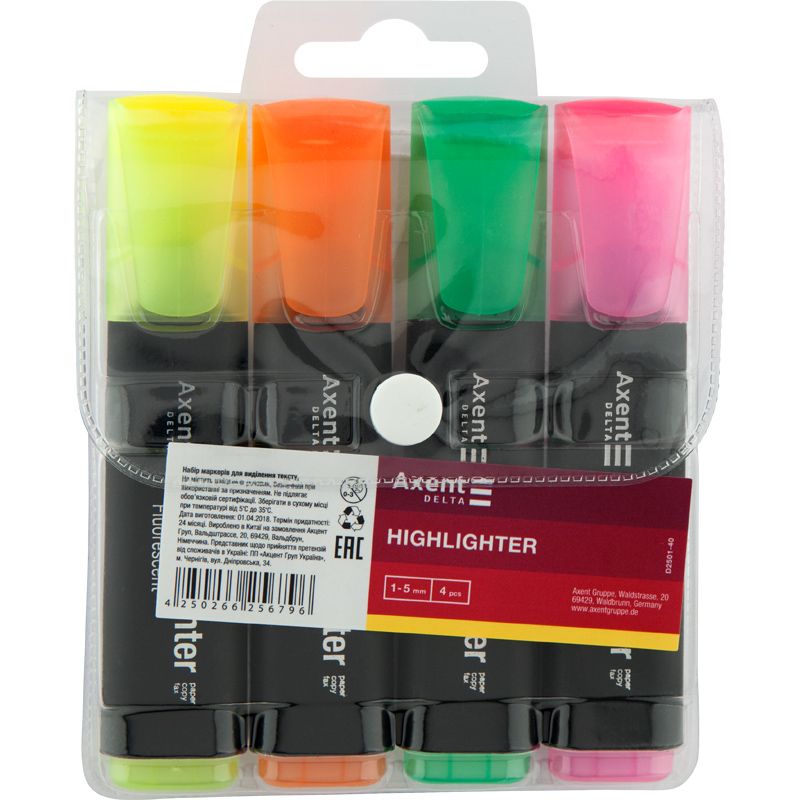 Маркер Highlighter D2501, 1-5 мм клиноп. , набір з 4-х кол. Маркер Highlighter D2501, 1-5 мм клиноп. , набір з 4-х кол.
