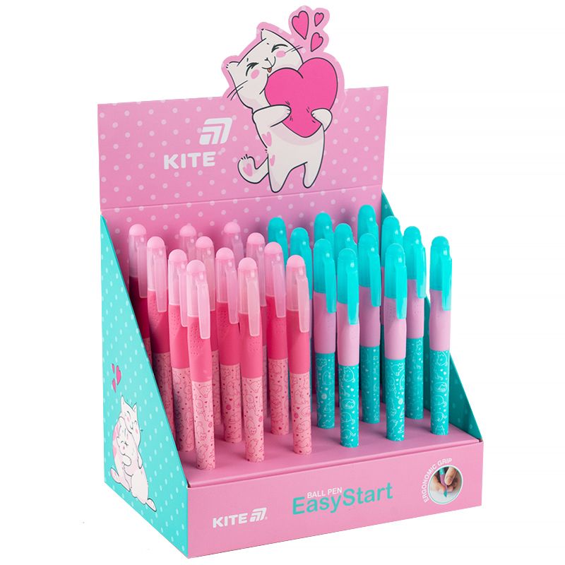 Ручка кулькова Kite EasyStart, Kitty, синя Ручка кулькова Kite EasyStart, Kitty, синя