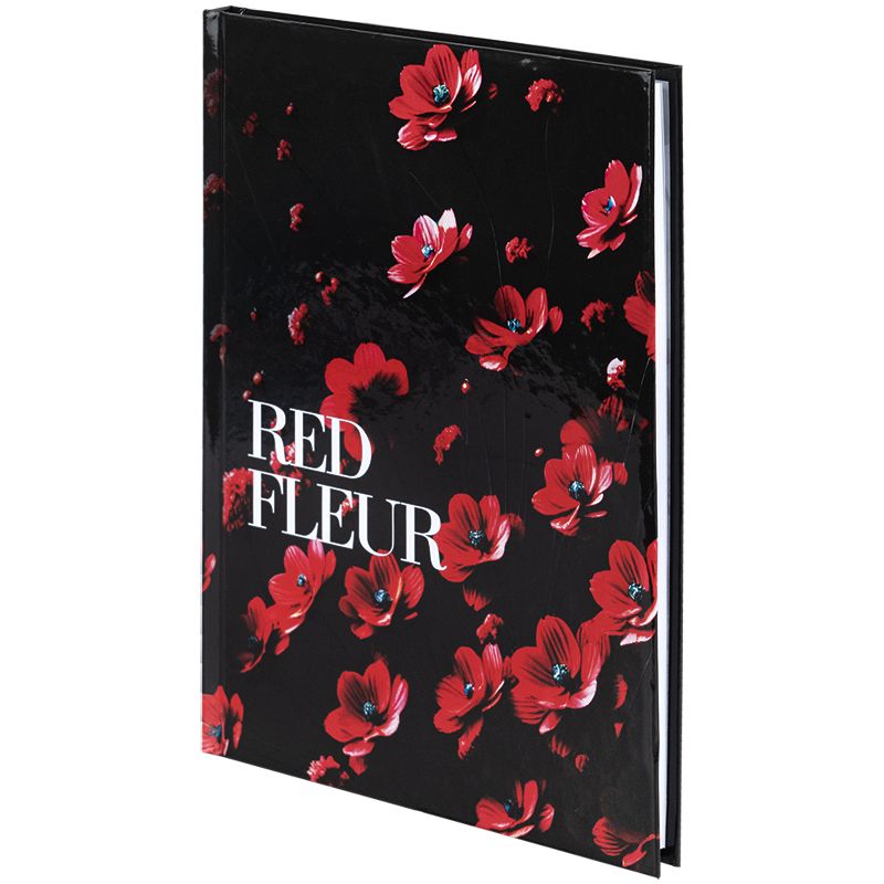 Книга записна тверда обкл. А5, 96 арк. , кліт. , Red fleur Книга записна тверда обкл. А5, 96 арк. , кліт. , Red fleur
