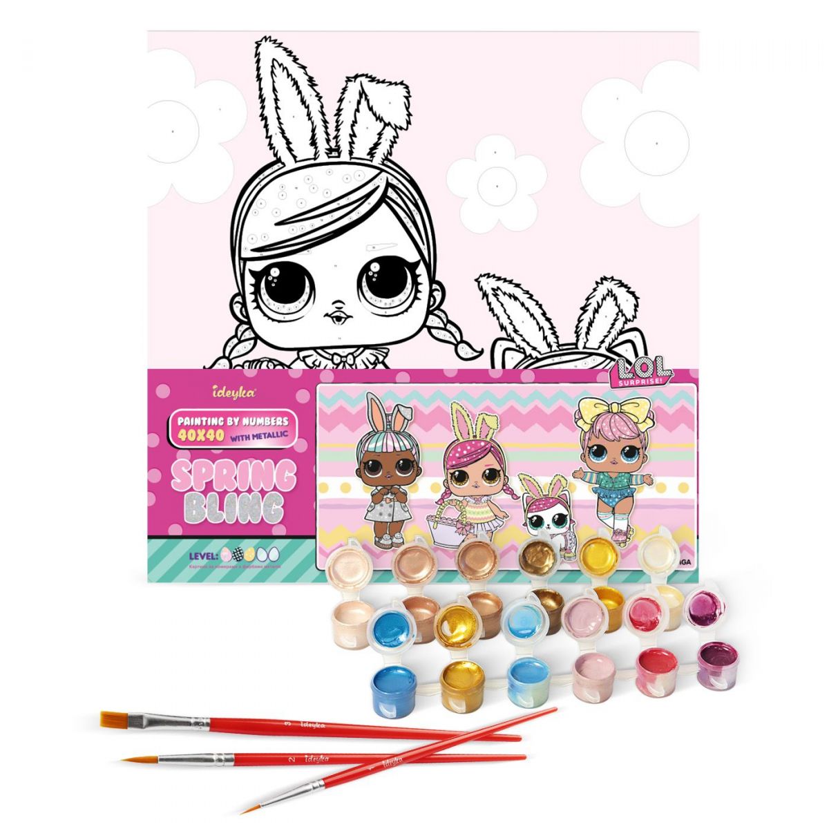 Картина за номерами "L. O. L. Surprise! Spring Bling Hops with Kittea" 40х40 см Картина за номерами "L. O. L. Surprise! Spring Bling Hops with Kittea" 40х40 см