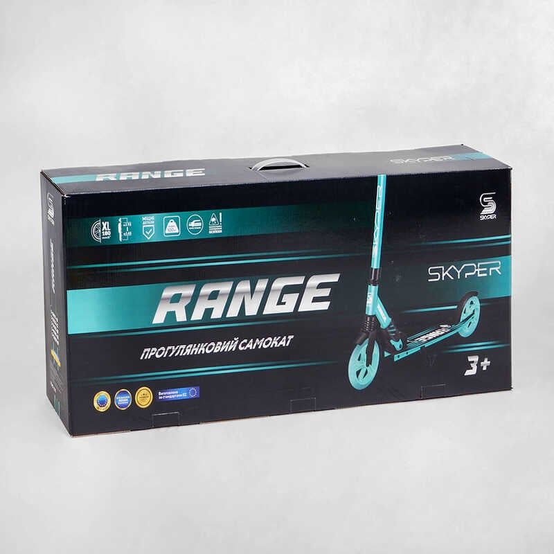 Самокат алюмінієвий "Skyper Range" (ручне гальмо, колеса PU 180мм, 1 амортизатор передній, анодоване фарбування, в коробці) фото 2 Самокат алюмінієвий "Skyper Range" (ручне гальмо, колеса PU 180мм, 1 амортизатор передній, анодоване фарбування, в коробці) фото 2