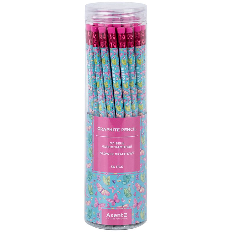Олівець графітний Axent 9009, HB, туба, Summer Butterly фото 2 Олівець графітний Axent 9009, HB, туба, Summer Butterly фото 2