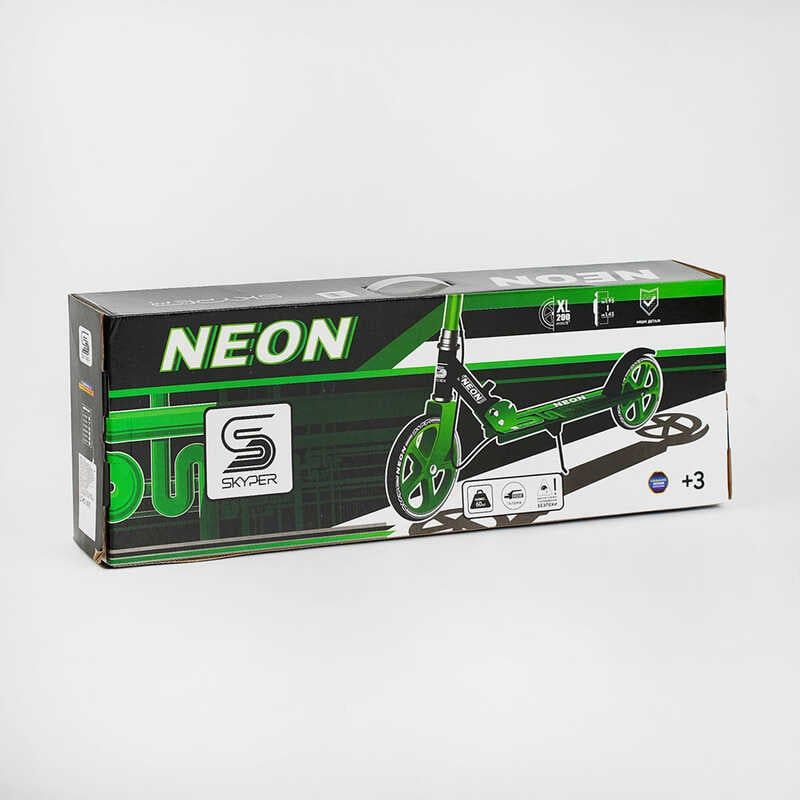Самокат двухколесный Skyper Neon N-41417 (6) стальная рама, ручной тормоз, колеса PU диаметр 200мм, грипсы резиновые фото 2 Самокат двухколесный Skyper Neon N-41417 (6) стальная рама, ручной тормоз, колеса PU диаметр 200мм, грипсы резиновые фото 2