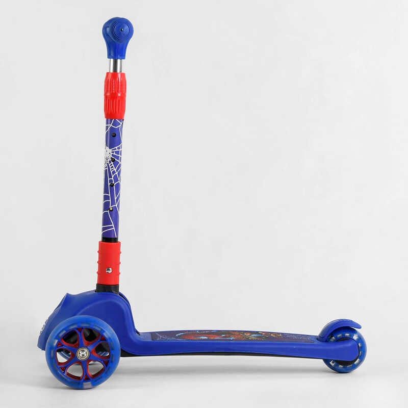 Самокат трехколесный 47359 Best Scooter (1) СВЕТ КОЛЕС И ДИСКОВ, складной руль, передние колёса PU 120х35мм, задние колеса PU 80х48мм  фото 2