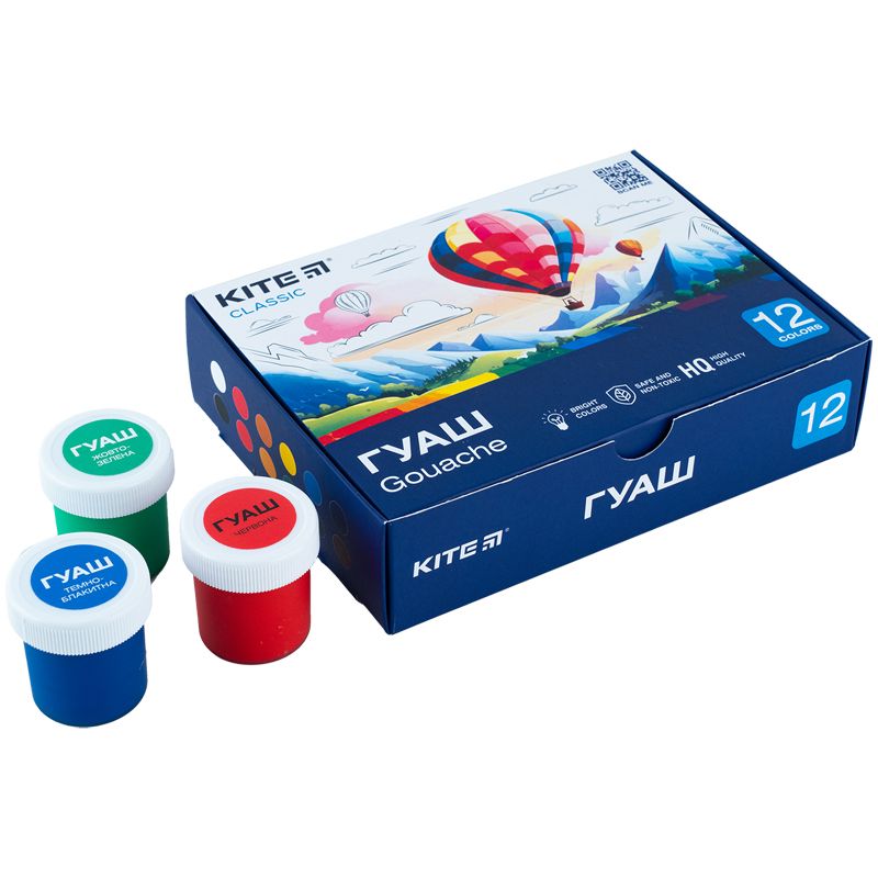 Гуаш 12 кол. , 20 мл Kite Classic фото 2 Гуаш 12 кол. , 20 мл Kite Classic фото 2