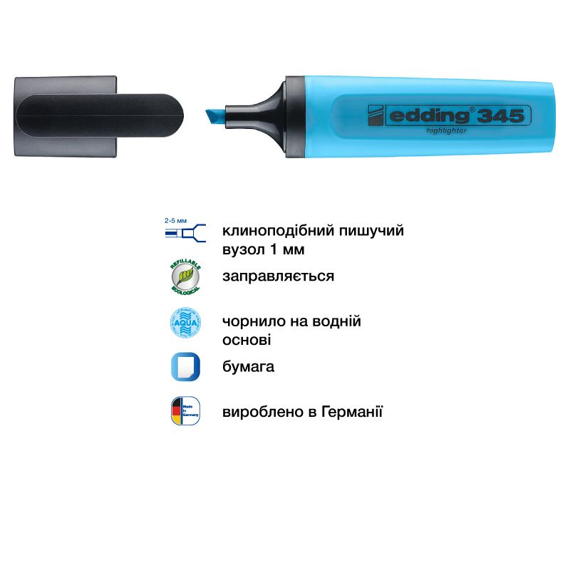 Маркер Highlighter e-345 2-5 мм клиноподіб.  блак.  фото 2