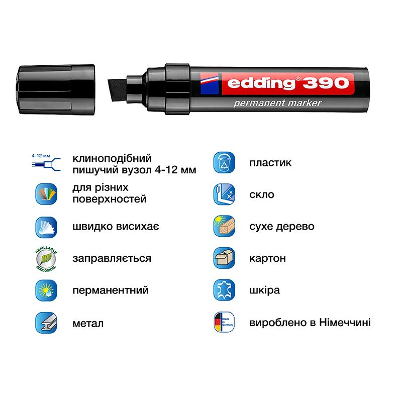 Маркер Permanent e-390 4-12 мм клиноподіб. чорний фото 2 Маркер Permanent e-390 4-12 мм клиноподіб. чорний фото 2