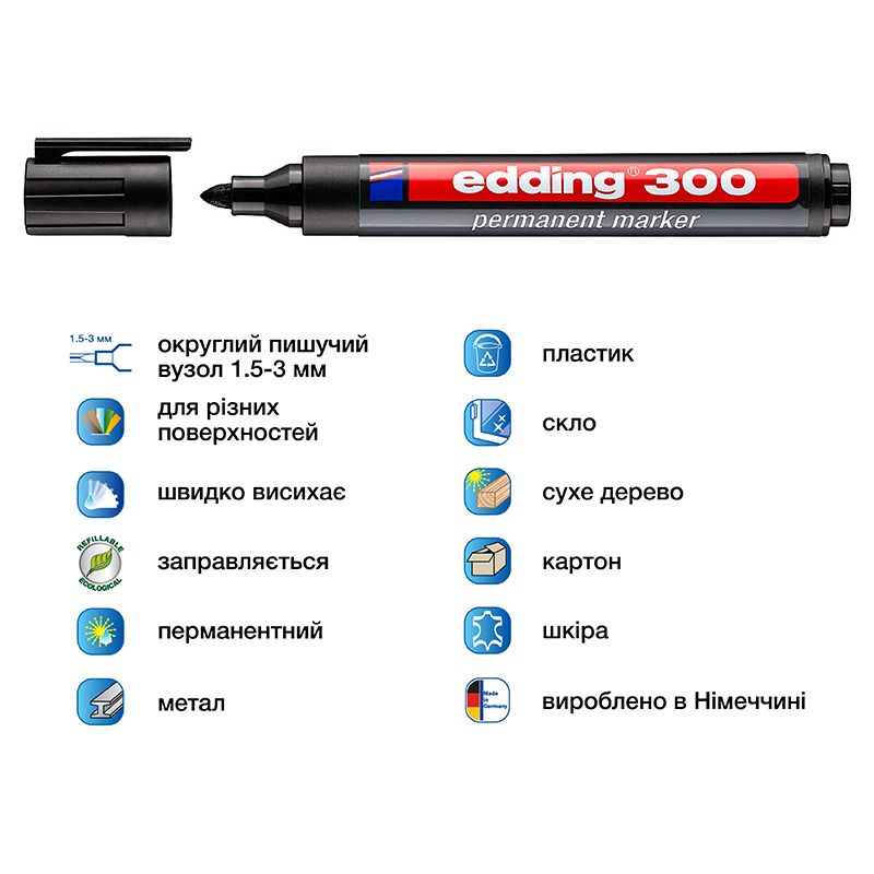 Маркер Permanent e-300 1,5-3 мм круглий чорний  фото 2