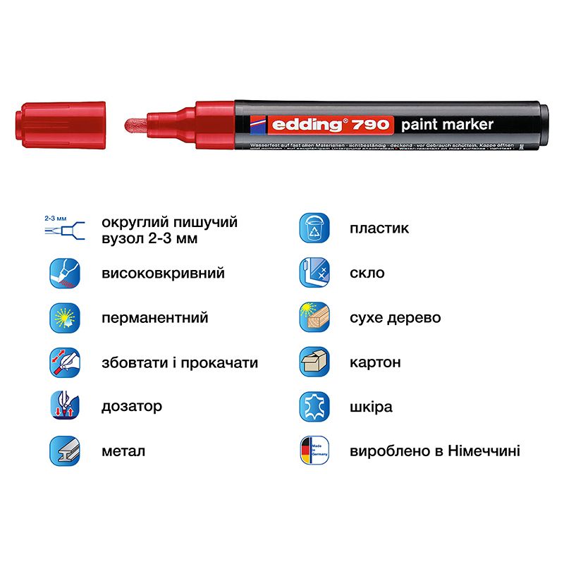 Маркер Paint e-790 2-3 мм круглий червоний  фото 2