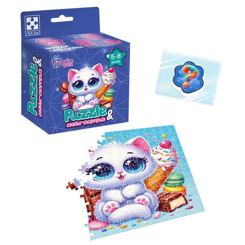 Гра розвиваюча пазли із сюрпризом "Біле кошенятко" Vladi toys (укр) фото 2 Гра розвиваюча пазли із сюрпризом "Біле кошенятко" Vladi toys (укр) фото 2