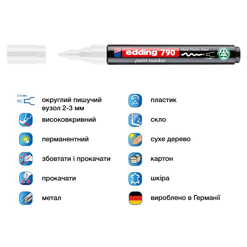 Маркер Paint e-790 2-3 мм круглий білий  фото 2