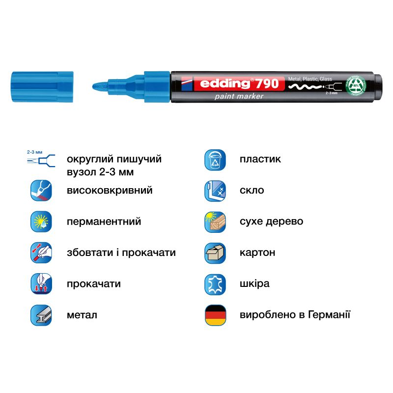 Маркер Paint e-790 2-3 мм круглий блакитний  фото 2