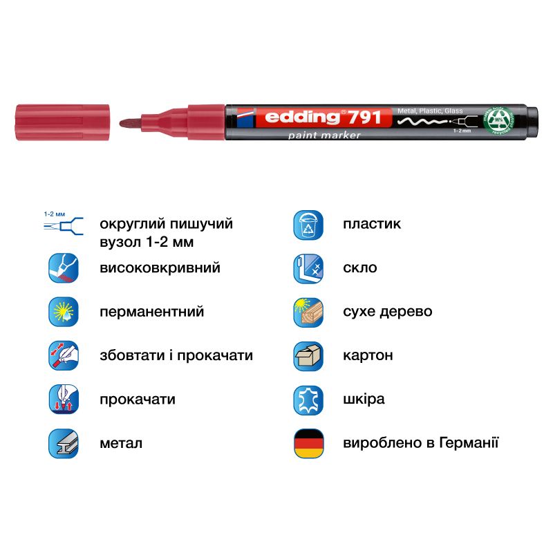 Маркер Paint e-791 1-2 мм круглий рожевий  фото 2