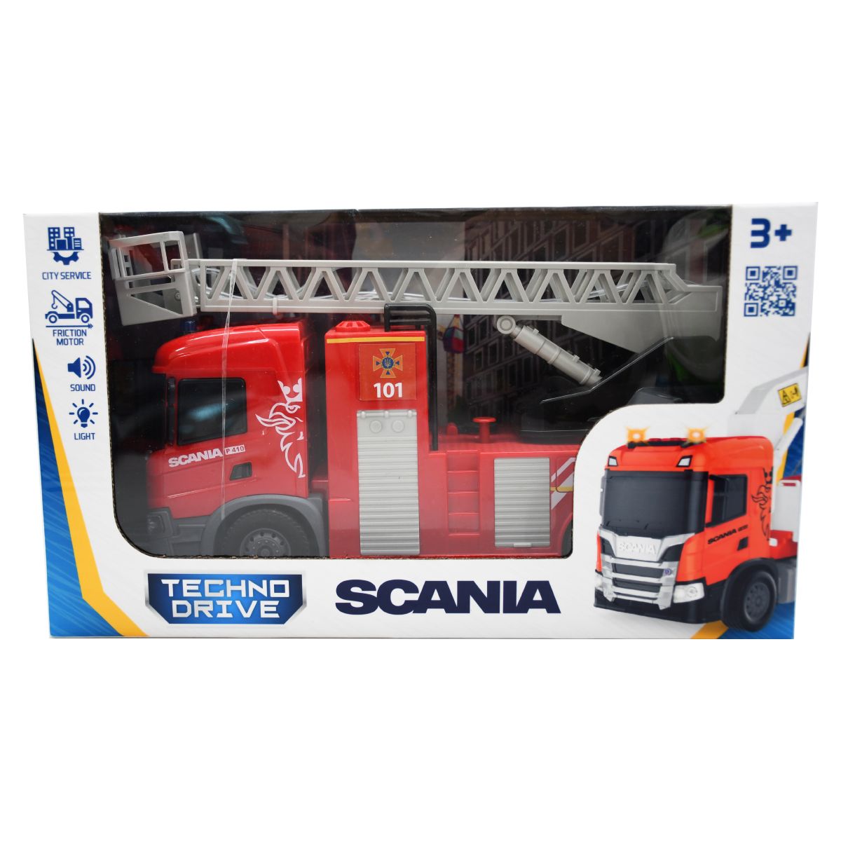 Автомодель серии "Big Truck" – ПОЖАРНАЯ МАШИНА SCANIA (свет, звук)  фото 2