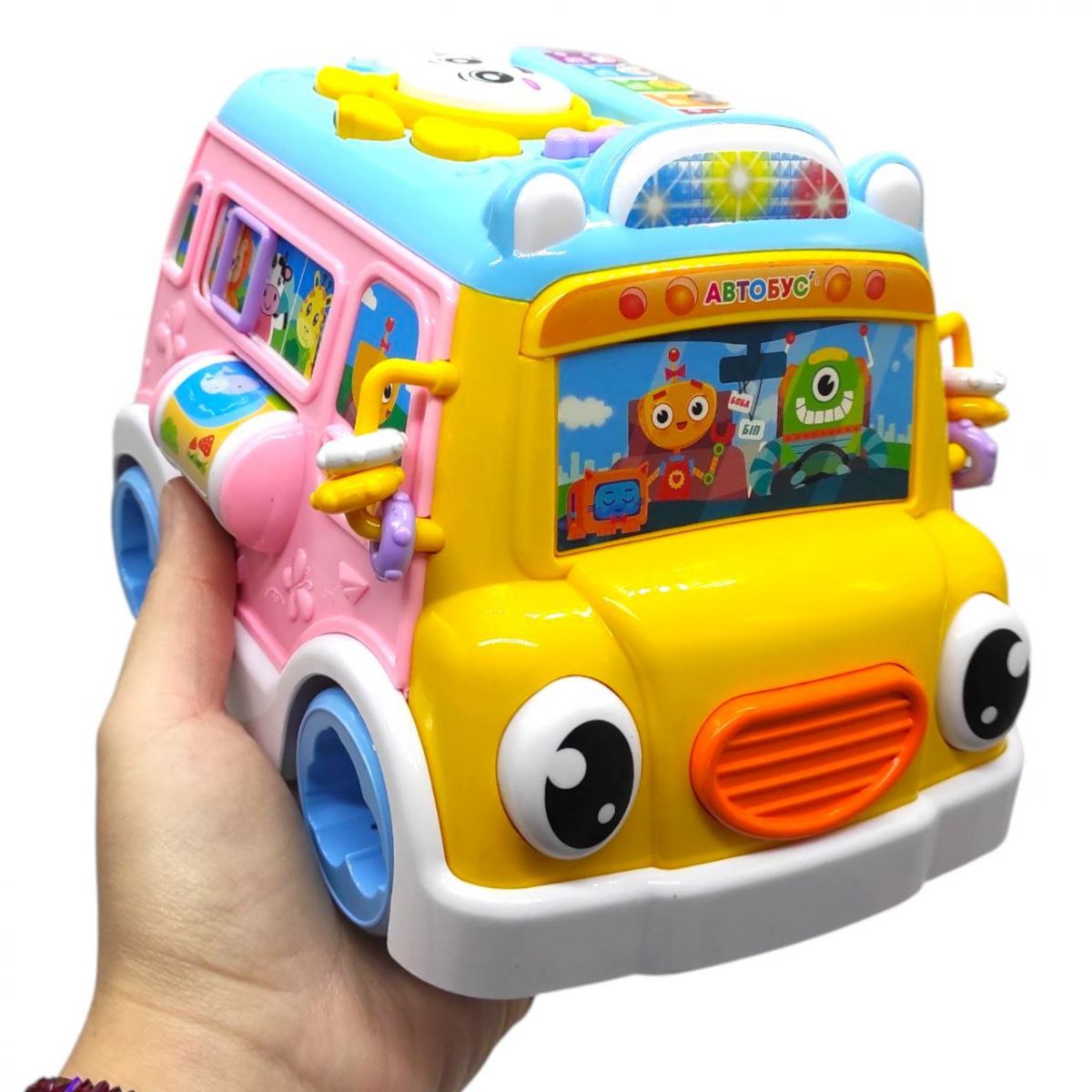 Музичний автобус, ОЗВУЧУВАННЯ УКРАЇНСЬКОЮ МОВОЮ, казки, пісні, вірші, шестерні, сортер, в коробці (БЛАКИТНА КРИША)  фото 2