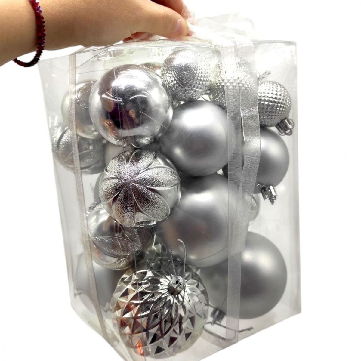 Новорічні прикраси кульки, 30 штук, (БІЛІ)  фото 2